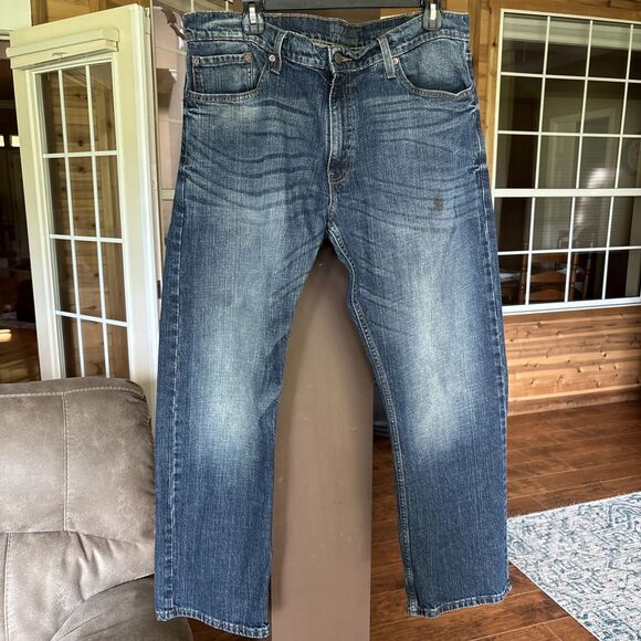 Signature By Levi Strauss Jeans Men 38x30 Dark Wash Work Ranch Casual Distressed - Picture 1 of 9